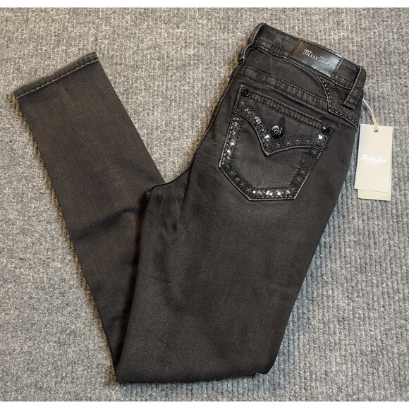 Miss Me Curvy Skinny Jeans Women's Size 27 x 30 Stretch Black Embellished NEW - Picture 1 of 11